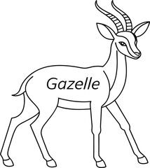 Line art Gazelle with detailed horns on transparent background