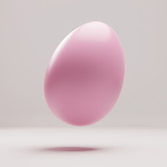 Floating Easter Egg in Pink – Minimalist 3D Render with High-Resolution Realistic Detail on White Background for Creative Seasonal Design
