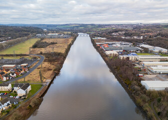 Blaydon on Tyne UK: 2nd March 2025: Aerial drone view of a scenic residential area on the River Tyne
