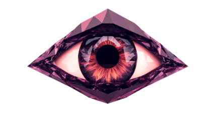 Crystal eye illustration, creative artwork, fantasy vision, gem, cut out transparent