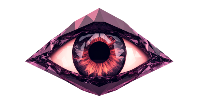 Crystal eye illustration, creative artwork, fantasy vision, gem, cut out transparent