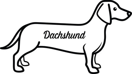 Outline of a Dachshund Dog, Minimalist Line Art with Transparent Background
