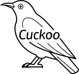 Obraz premium Line Art Cuckoo Bird with Clean Outline and Transparent Background