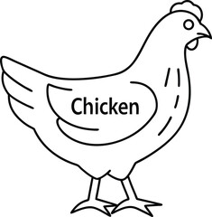 Outlined Chicken on Transparent Backdrop Detailed Poultry Icon Clip Art