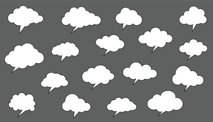 Fototapeta premium Set of speech bubbles. blank empty cartoon chatting box. message comments chat box. comic speech bubbles. speech clouds. text boxes