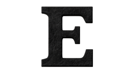 Letter E, textured stone, isolated, decorative alphabet symbol , cut out transparent