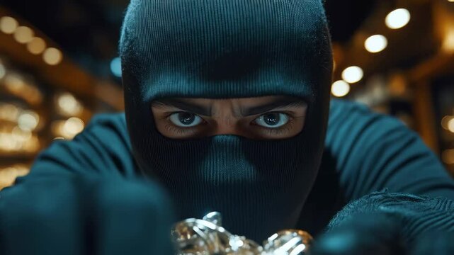 Intruder attempts heist in jewelry store during busy evening hours, showcasing high-stakes tension and risk