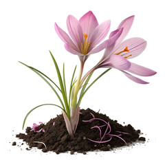Crocus flower isolated on transparent background