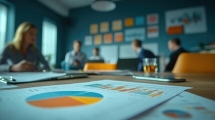 Business analysis in a modern office space with focus on financial reports