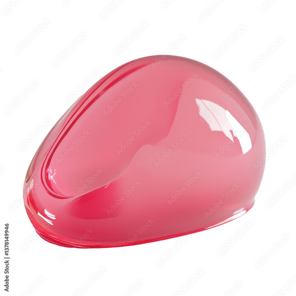 Leinwandbilder Glossy pink glycerin blob with smooth texture resting on a light surface, Single blob glycerin or gel. Glossy texture
