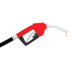 Gasoline pistol pump fuel nozzle gasoline splash isolated on white background