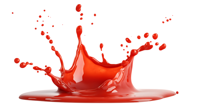 Red liquid splash isolated on white or transparent background.