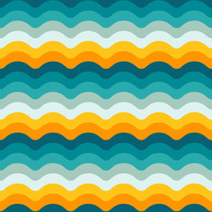 Multicolored waves, geometric seamless pattern, colorful striped wavy background