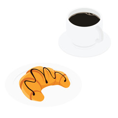 Coffee cup and croissant