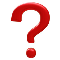 Question mark isolated on white, transparent, red color punctuation point