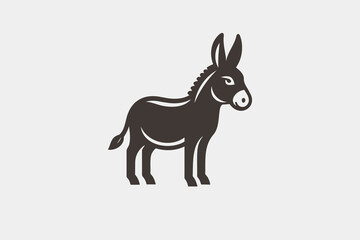 Minimalistic monochrome donkey logo icon in modern vector