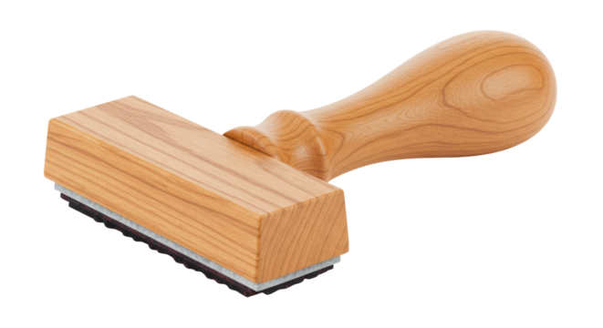 Isolated Wooden Stamp with Handle for Crafting or Office Use