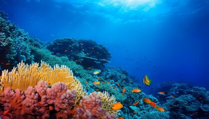 Naklejka premium coral reef and diver