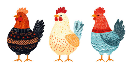 Fototapeta premium Colorful Rooster Illustration Set on Black Background, cut out transparent