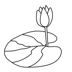 Cute cartoon hand drawn vector lotus bud coloring page.