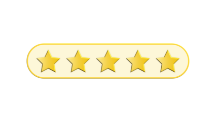 Fünf Sterne für Bewertung als png freigestellte Grafik