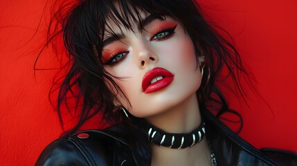 Fototapeta premium Captivating Edgy Street Style Fashion with Bold Makeup