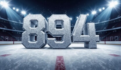  hockey record display of 894 is on in the arena