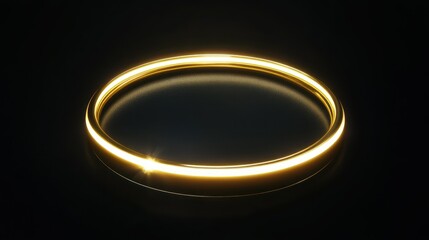 Elegant Golden Ring on Black Background - Symbol of Luxury and Perfection