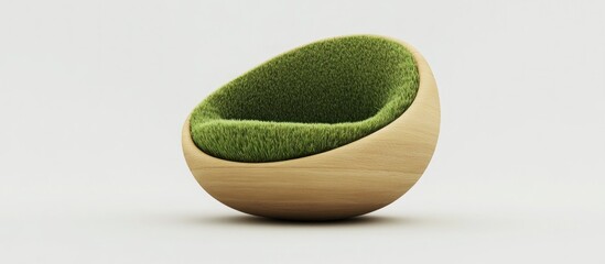 Obraz premium Contemporary Grass and Wood Lounge Chair in a Minimalist Studio Setting