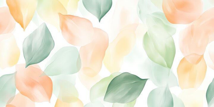 Graceful watercolor leaves in soft pastel colors nature background digital art tranquil environment aesthetic viewpoint serenity concept