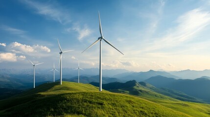 Obraz premium Wind energy revolution reducing carbon saving the world - a green solution for net zero goals