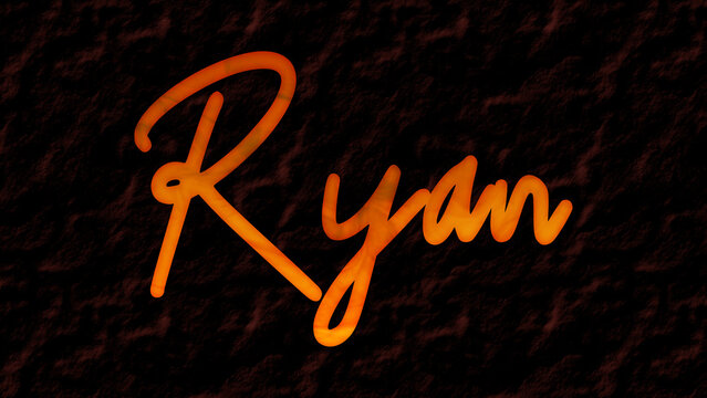 3D fire text effect of name Ryan on dark background.