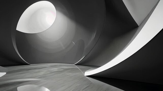 Artistic silhouette of abstract shapes in monochrome, exploring depth and perception in minimalist art