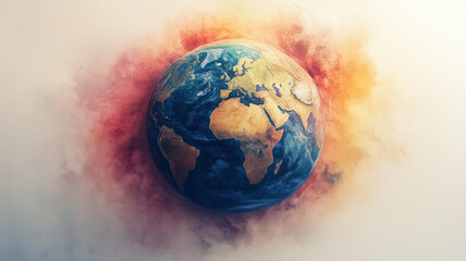 stunning minimalist design of Earth featuring geometric shapes and vibrant colors, evoking sense of wonder and connection to our planet