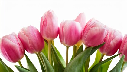 Fototapeta premium spring flowers pink tulips without background various tulips