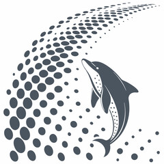 Halftone pattern dolphin  vector art