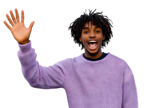 Happy Black Man Smiling And Waving With Transparent Background Photo
