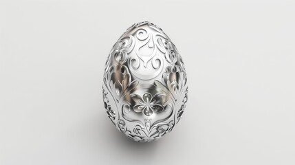 A simple, elegant egg outline with intricate floral patterns inside, centered on a white background.
