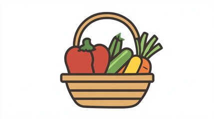 A basket filled with fresh vegetables including carrots cucumbers and bell peppers perfect