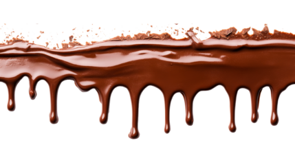 Chocolate syrup drips, glossy texture, confection backdrop, dessert theme, cut out transparent