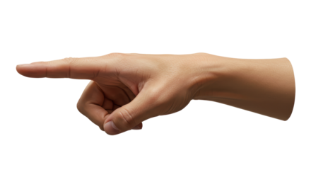 Isolated Human Hand Pointing Straight Ahead with Focused Gesture