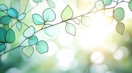 Obraz premium Lush green leaves under soft sunlight nature scene botanical photography serene environment close-up view natural beauty