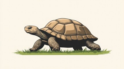 Obraz premium A detailed illustration of a tortoise on grass perfect for nature and wildlife themes