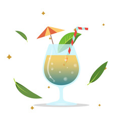 Fresh summer cold drink tropical fruity juicy cocktail drink with ice