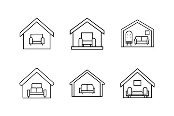 living room icon line art vector illustration