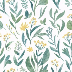 A beautiful, seamless pattern featuring stylized floral and botanical elements