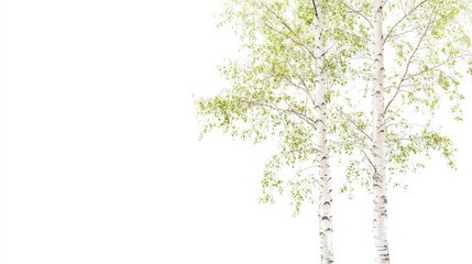 Obraz premium Serene birch trees tranquil nature scene minimalist art bright environment close-up view calmness and renewal