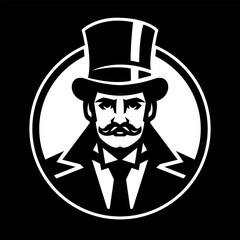 Gentleman. A man in a coat and top hat on a dark background.