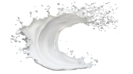 White wave splash motion dynamic liquid design, cut out transparent