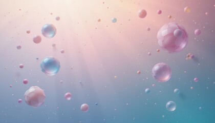 Floating colorful bubbles abstract background digital art soft light surreal environment dreamy concept for visual appeal